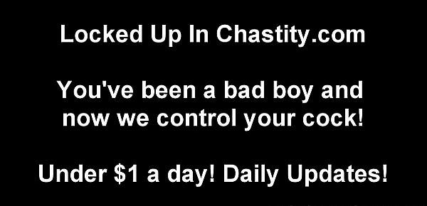  Locked in chastity by a bossy coworker